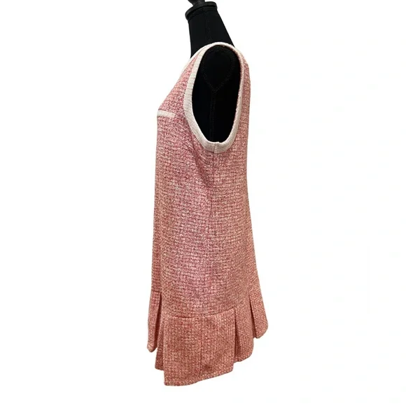 NWT - ANTHROPOLOGIE - Women Maeve Pleated Mini Dress - Size US Large Pink Tweed - Picture 5 of 8